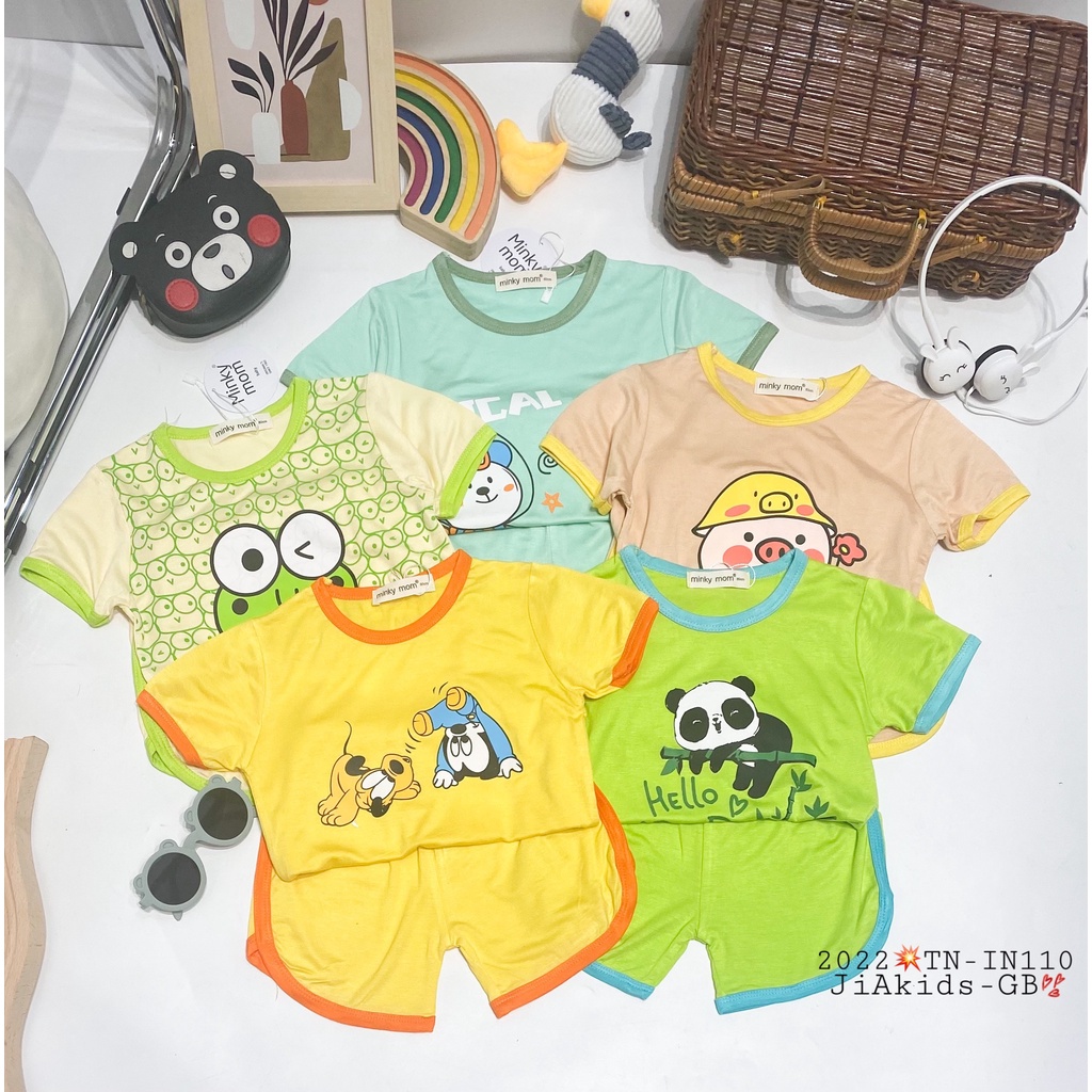 Bộ Cộc Tay Minky Mom Vải Thun Lạnh Thoáng Mát In Hình Gấu Trúc, Ếch Xanh, Heo Hồng Ngộ Nghĩnh- Mã: TN-IN110