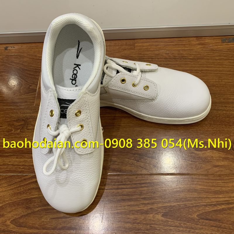Giày bảo hộ phòng sạch Kcep chất liệu da bò KT209 màu trắng