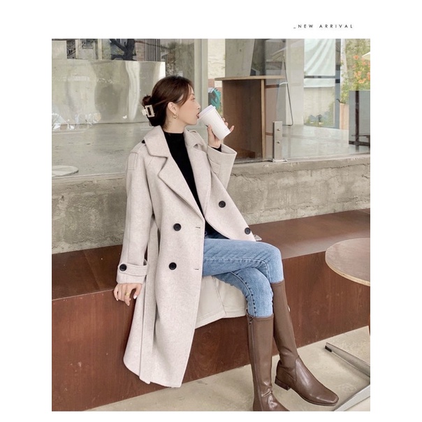 Áo dạ ép dáng dài hot trend kèm đai