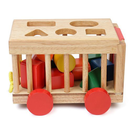 Xe thả hình khối bằng gỗ cho bé - đồ chơi gỗ Hàng Việt Nam