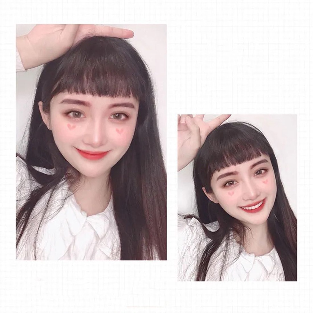 Tóc mái giả ngắn màu đen bằng sợi tổng hợp cách nhiệt thiết kế dễ thương thời trang cho nữ