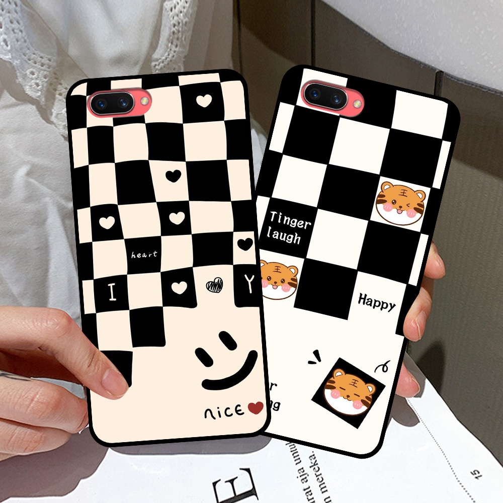 Ốp Oppo A3s / A1k in hình sọc caro, họa tiết đen trắng dễ thương