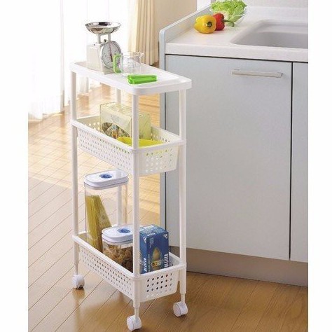 Kệ để đồ nhà bếp 3 tầng cao cấp có bánh xe (nội địa Nhật)