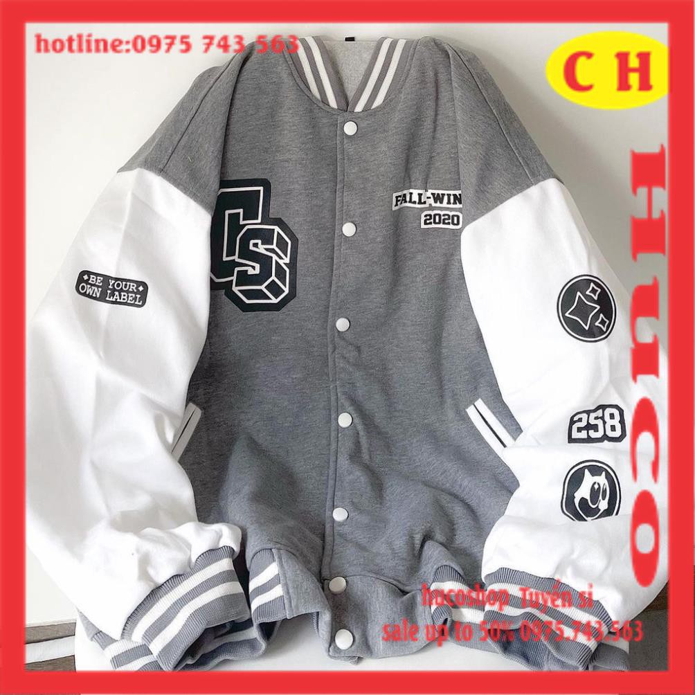 Áo khoác Bomber màu tàn phối trắng chất nỉ ngoại dầy đẹp thu đông nam nữ hàng đẹp unisex freesize, video + ảnh thật
