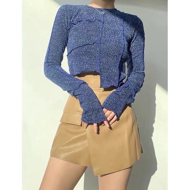 Áo croptop vạt chéo viền Ju Seok kyung PENTHOUSE kèm ảnh thật SĂN size M