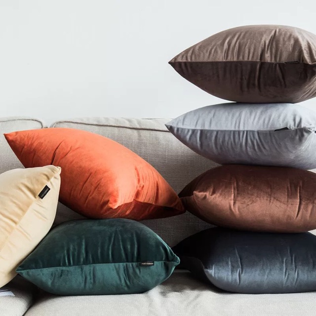 Gối vuông tựa lưng/ gối sofa nhung ORDER-ĐANG SẴN vỏ màu 8 kt 45*45