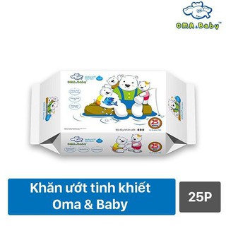 Khăn Giấy Ướt Tinh Khiết Dưỡng Ẩm Cho bé Oma & Baby CHÍNH HÃNG mini 25 tờ