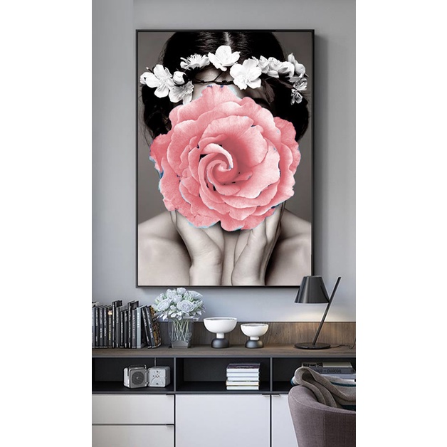 Tranh treo tường - Tranh cô gái nghệ thuật, chất liệu Laminate tráng gương, kích thước 40x60cm