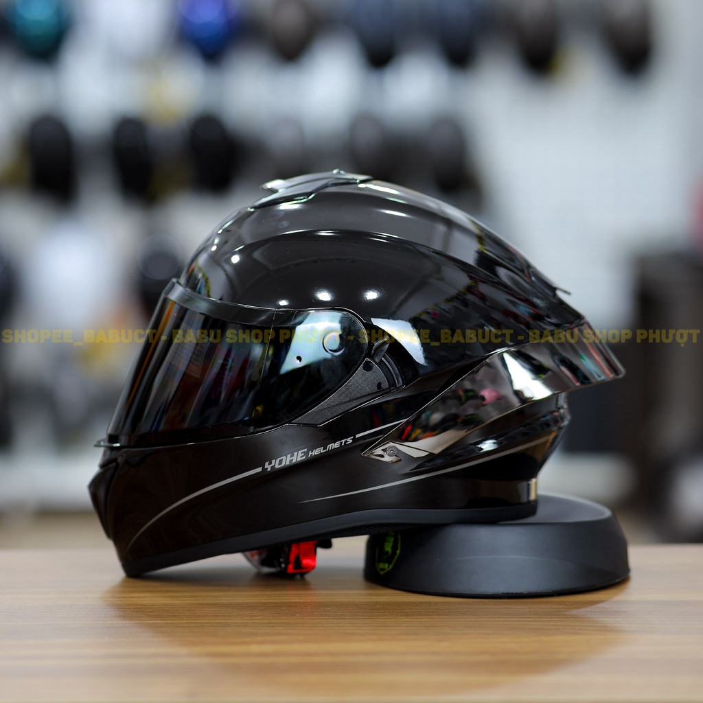 Combo Nón Fullface 2 Kính Yohe 981 Kèm Kính Đen Và Đuôi Gió Pista GPRR