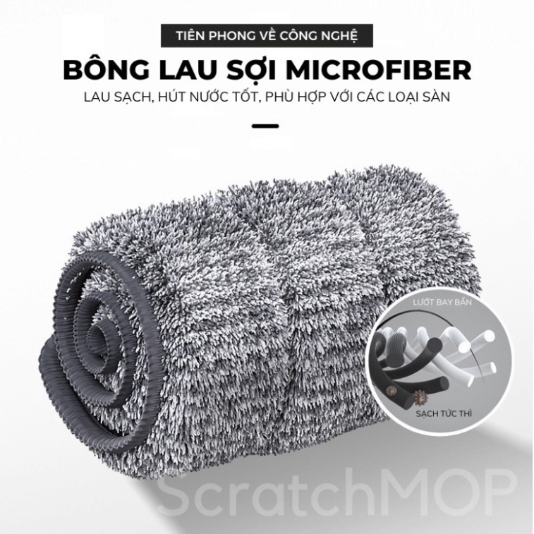Bông Lau Sợi Microfiber Cao Cấp Hình Chữ Nhật (12X33 Cm) Thay Thế Cây Lau Nhà Tự Vắt