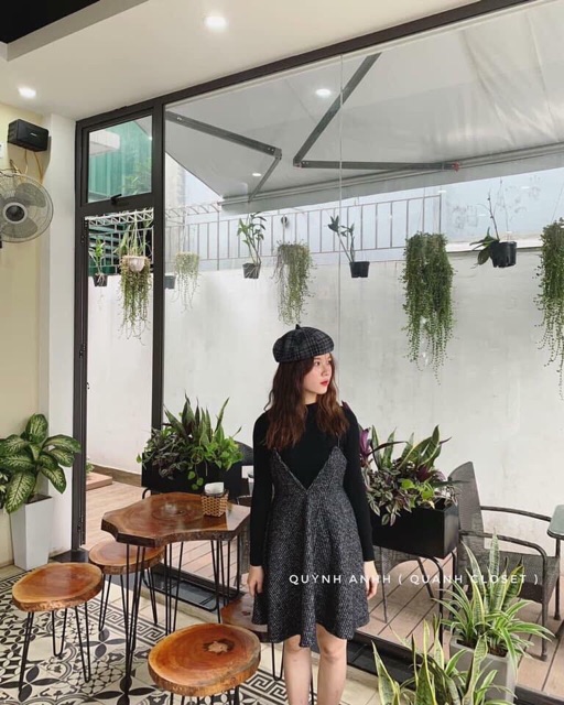 Set áo len + yếm dạ nhũ