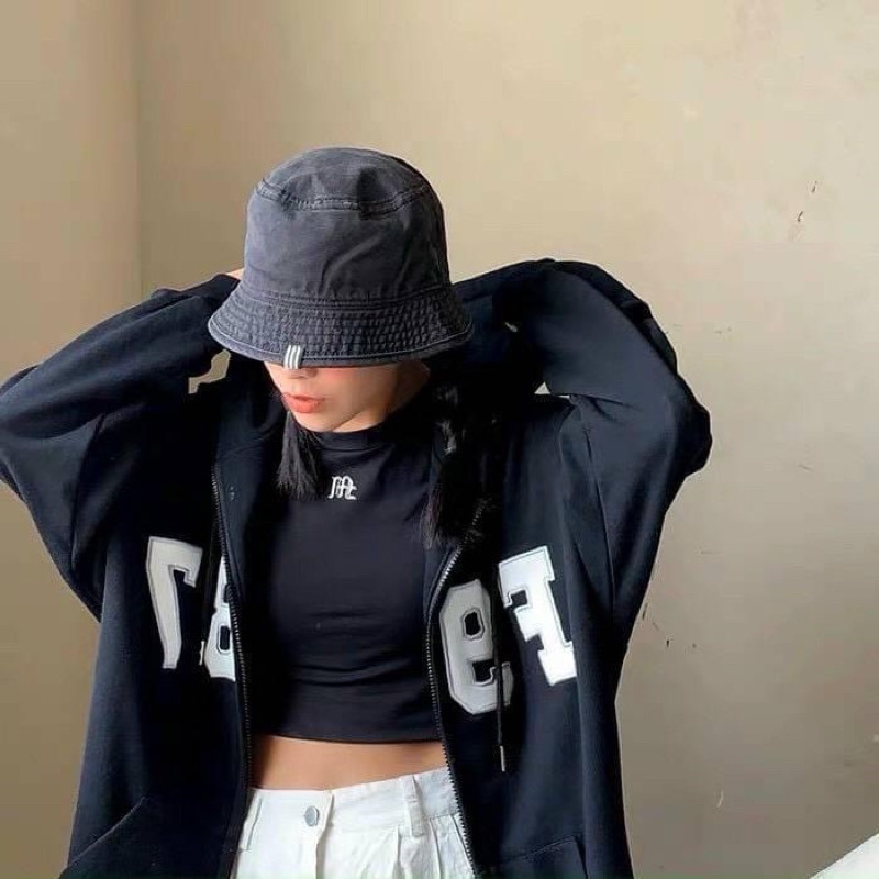 Áo khoác nỉ unisex form rộng tay bồng F987