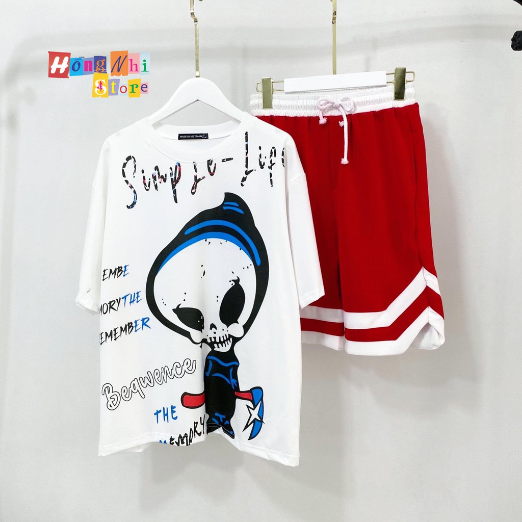 Quần Short Thun Viền Sọc Chữ V - Double V Short Màu Đỏ Nam Nữ Unisex Oversize Ulzzang - MM