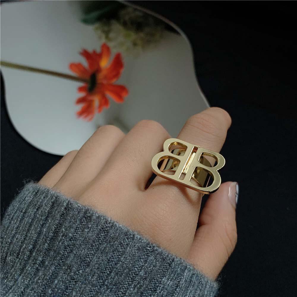 Nhẫn Hở Khắc Chữ B Có Thể Điều Chỉnh Kích Thước Cho Nam Và Nữ