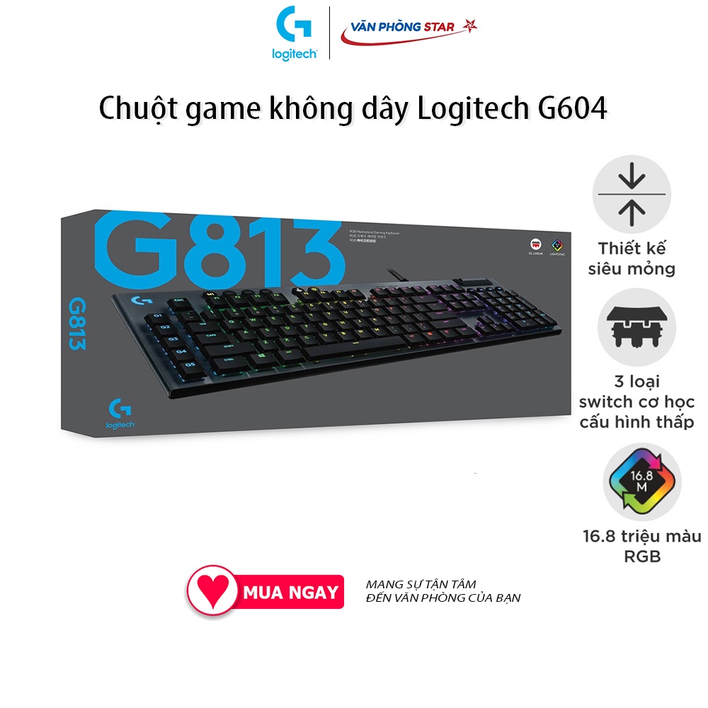 Bàn phím cơ cao cấp Logitech G813 LIGHTSYNC RGB Clicky LED RGB 16.8 triệu màu, switch Logitech GL Clicky lowprofile