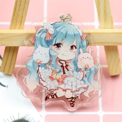 Mica trong acrylic) Móc khóa Miku Hatsune ver tóc xanh in hình ...