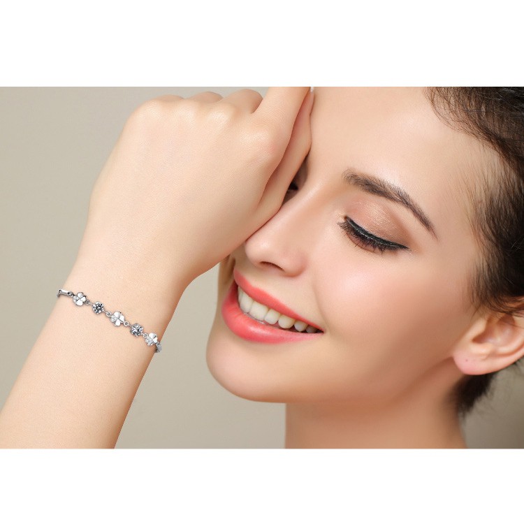 Vòng tay mạ bạc 925 đính đá sang trọng thời trang Hàn Quốc cho nữ