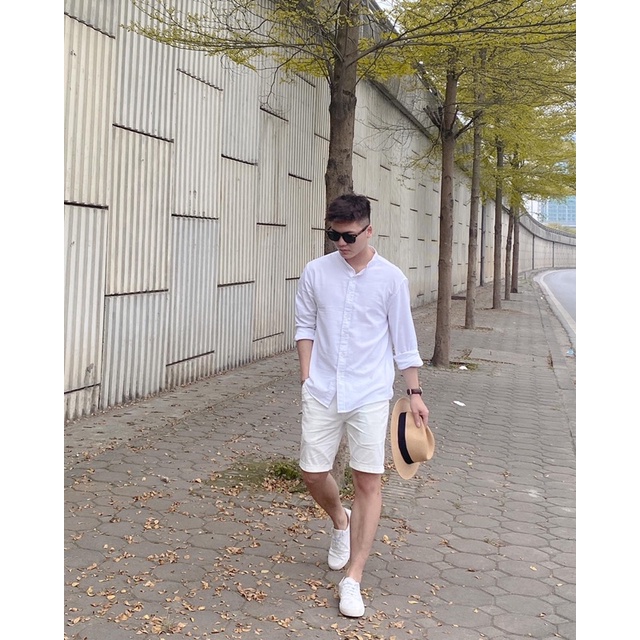 Áo sơ mi cổ tàu dài tay, sơ mi vải đũi xước thoáng mát, sơ mi nam túi ngực 3 màu ĐEN,TRẮNG,RÊU SMCT01 EL Nino