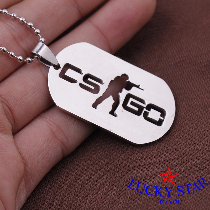 Dây chuyền nam inox thẻ bài CS : GO