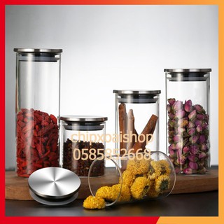 Hũ Thủy Tinh Nắp Inox Cao Cấp Hũ Đường Hũ Để Ngũ Cốc NX