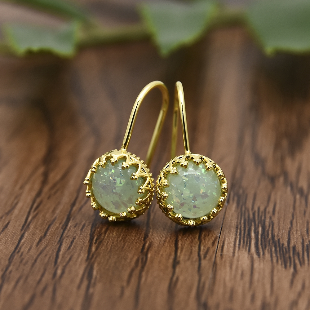 Khuyên tai vàng đính đá phong cách cổ điển thanh lịch dành cho nữ