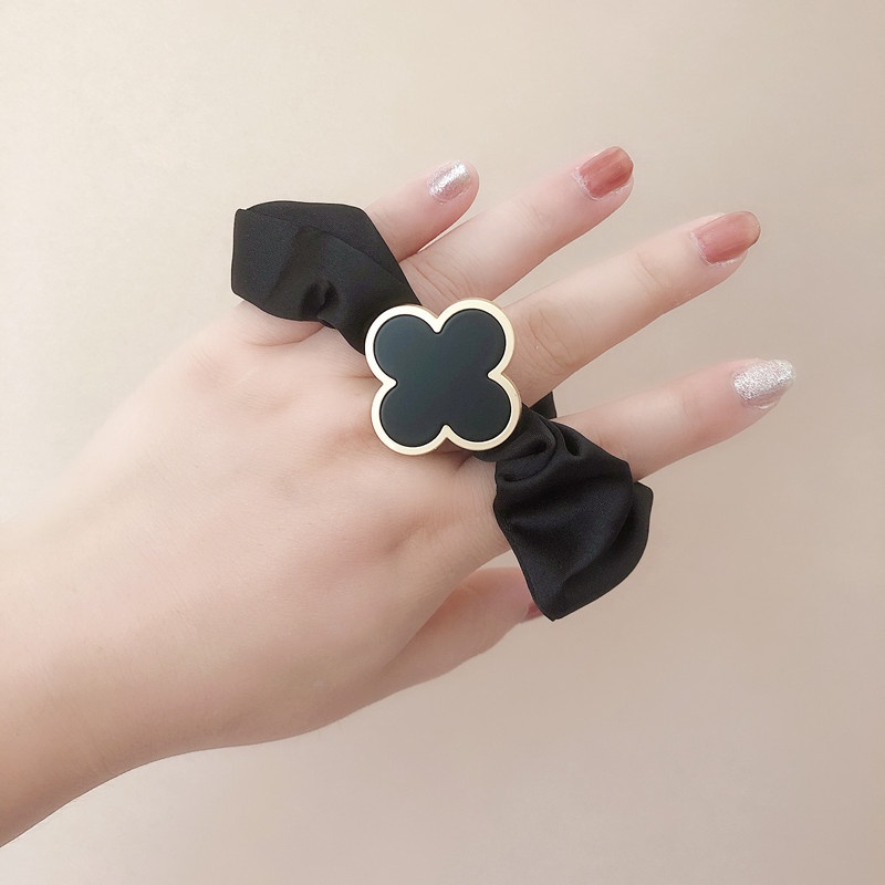 Dây buộc tóc Ahellogirl co giãn hình cỏ bốn lá phong cách Hàn Quốc đơn giản cho nữ