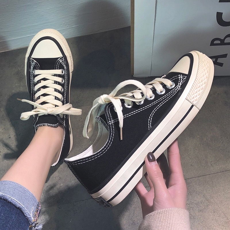 Giày nữ thể thao sneaker đi học đẹp trắng đen đế cao 3 cm big size JAENIA G006