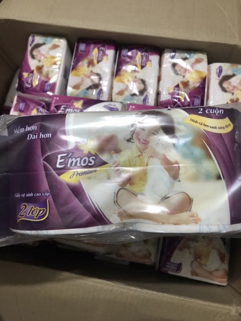Bịch 10 Cuộn Giấy Vệ Sinh E’mos Tím Cao Cấp