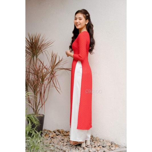 Áo dài chấm bi tiểu thư nhiều màu