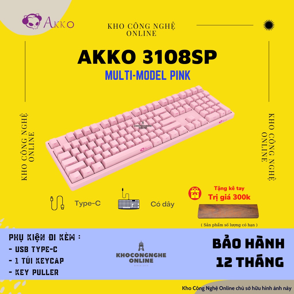 [Mã 33ELSALE hoàn 7% đơn 300K] Bàn phím cơ AKKO 3108SP (Pink / black / Akko sw v2)