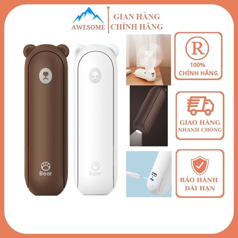 Quạt Mini Cầm Tay Đa Năng BUMAS kiêm sạc dự phòng 2000Mah,Tích hợp đèn LED chiếu sáng