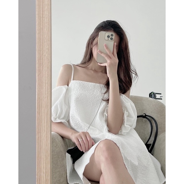 [NEW]ÁO VÁY XỐP GẤM TRỄ VAI TAY BỒNG “LAURA” TIỂU THƯ