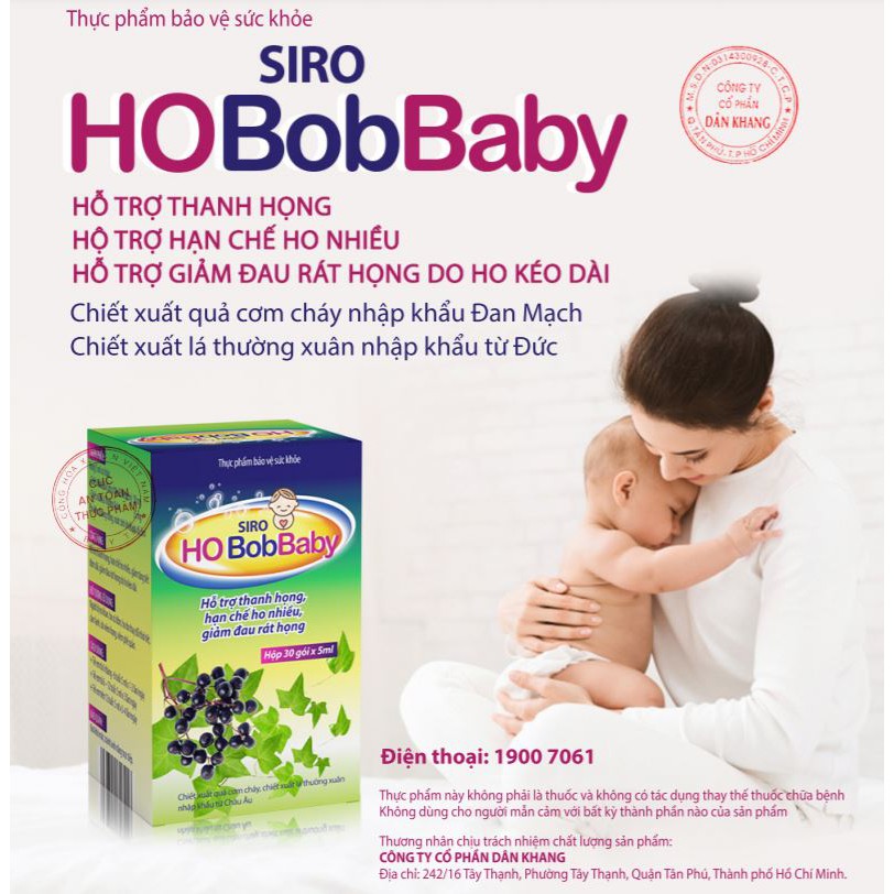 Siro Ho BobBaby / HoBobBaby - Hộp 30 gói siro hỗ trợ thanh họng, giảm ho &amp; đau rát họng - cvspharmacy