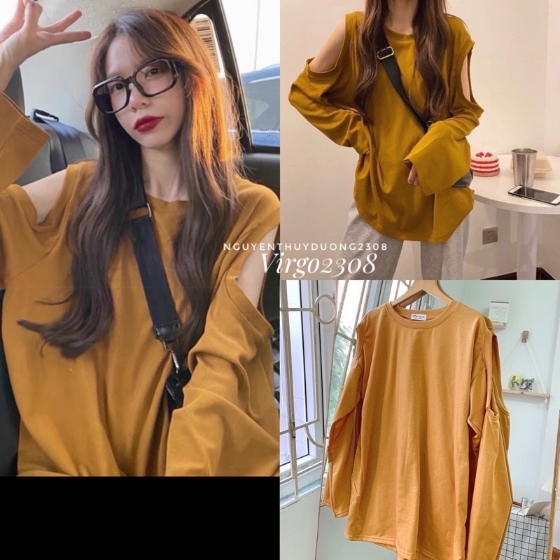 [HÀNG SẴN]ÁO THUN CUTOUT HỞ VAI FORM RỘNG HÀNG QUẢNG CHÂU