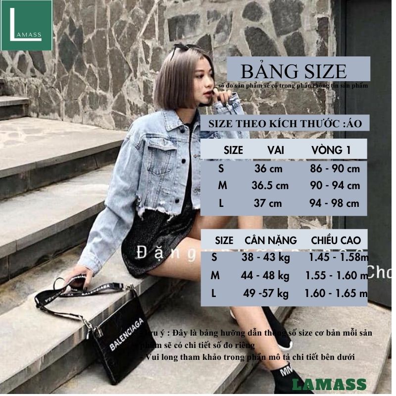 Áo khoác jeans bò croptop rách sau lưng kiểu dáng hàn quốc -LAMASS
