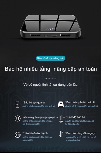 Pin sạc dự phòng cực chất 10000mAh thiết kế siêu nhỏ có màn hình LCD hiển thị dung lượng
