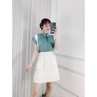 Áo lụa thiết kế phối màu
