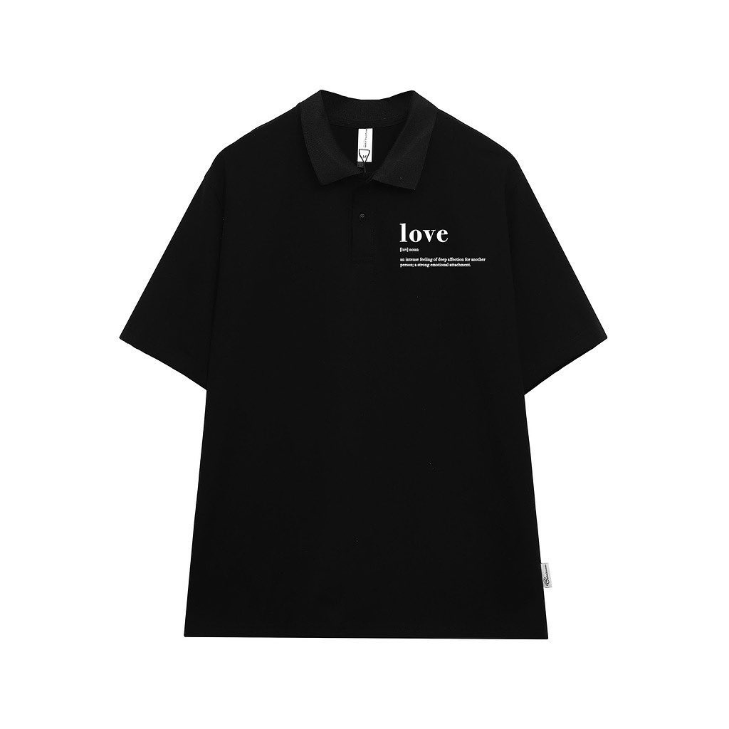 ÁO POLO NAM TRƠN 2 MÀU ĐEN TRẮNG PHỐI LOVE TOKI BASIC