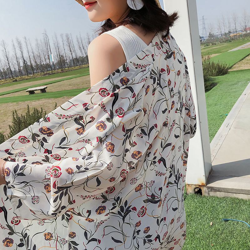 Áo cardigan tay lửng in họa tiết chống nắng cho nữ