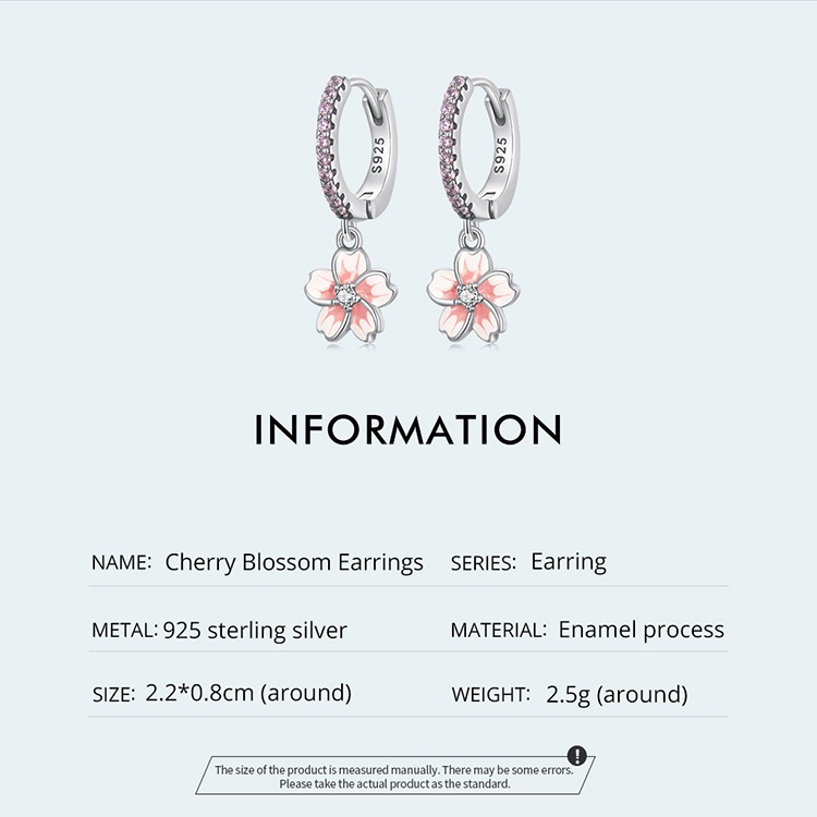 BAMOER Bông Tai bạc 925 HìNh Hoa ĐàO ThờI Trang