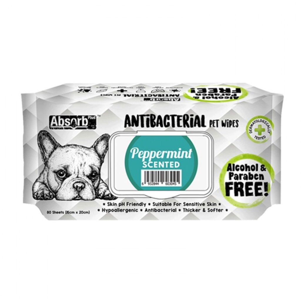 Khăn ướt kháng khuẩn cho thú cưng Absorb Plus 80 tờ - Petemo Pet Shop