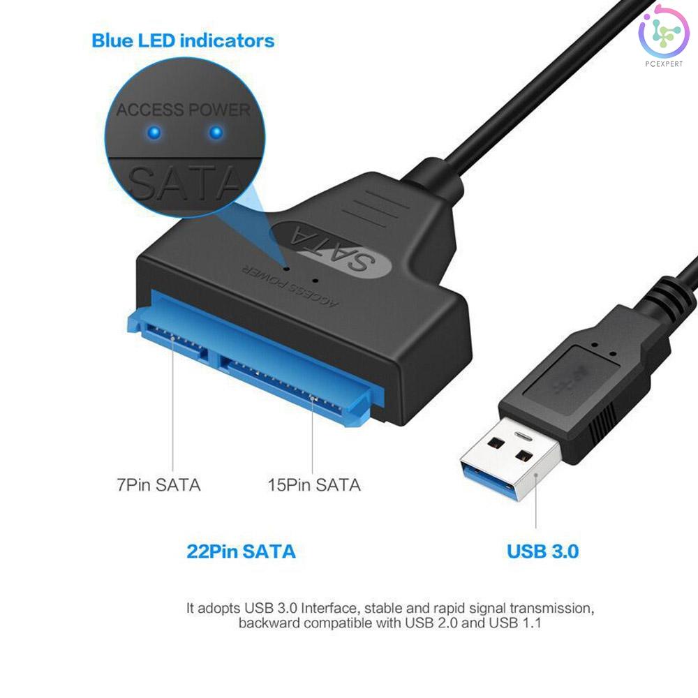 USB 3.0 to SATA III Hard Drive Adapter Cable with Led Light Computer Hard Driver Connection Cable for 2.5in SSD & HDD