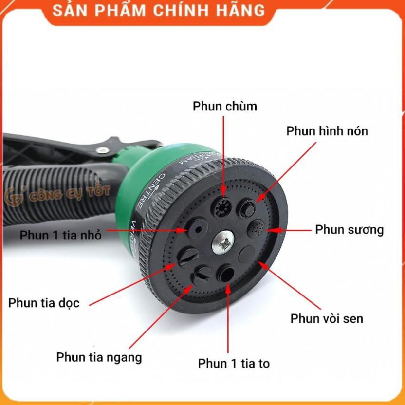 Vòi xịt rửa xe,Vòi phun nước tưới cây tăng áp thông minh 8 chế độ 815576 (cút đồng,nối đồng - dây xanh)