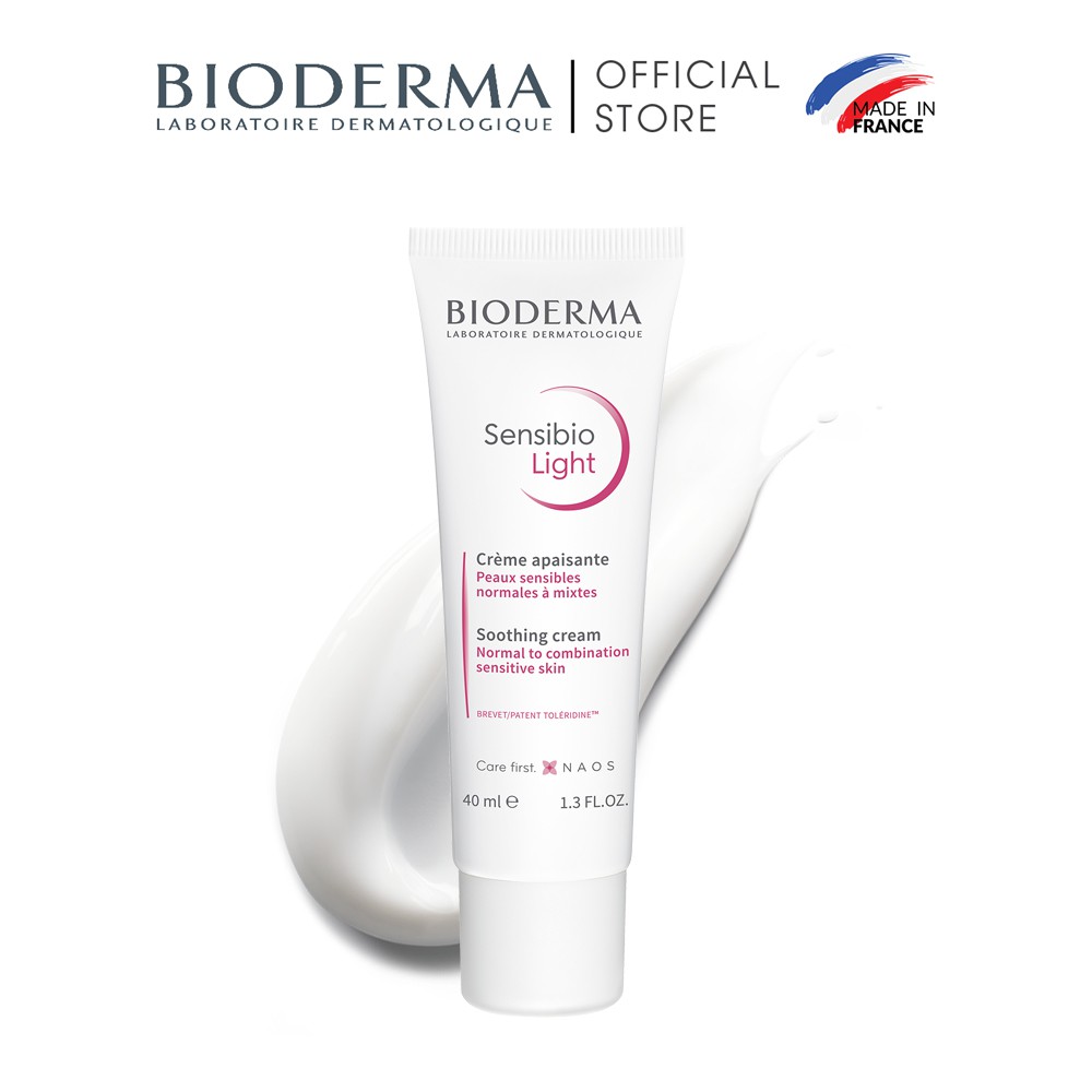 Bộ đôi gel rửa mặt và kem dưỡng ẩm cho da nhạy cảm Bioderma Sensibio Gel Moussant 200ml và Sensibio Light 40ml