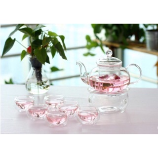 Bộ ấm chén thuỷ tinh 600ml