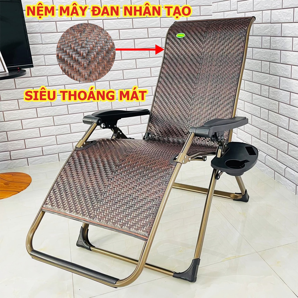 Ghế xếp thư giãn Sumika 636 - nệm mây nhân tạo tải trọng 300kg bảo hành 1 năm, ghế bố, ghế văn phòng cao cấp