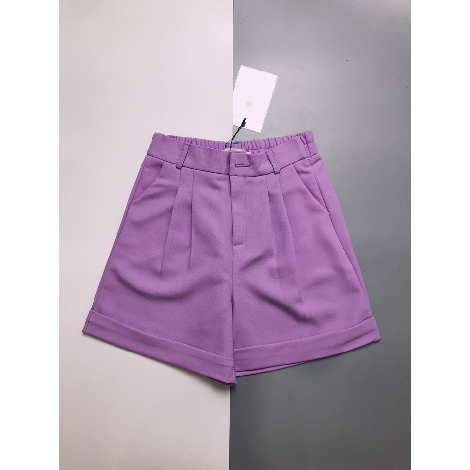 Quần short nữ lưng cao Homieyl cao cấp trắng đen , quần đùi nữ ống rộng cạp cao gập gấu chất vải vitex đẹp
