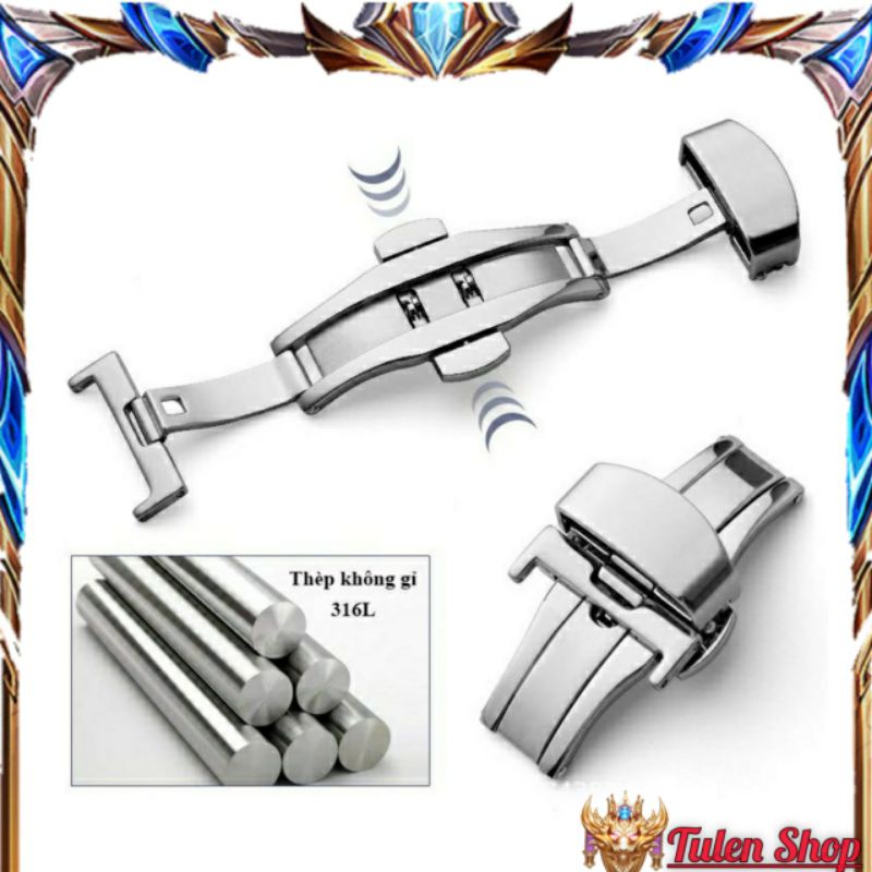 Khóa Bướm  Đồng Hồ  Màu Bạc cho dây da chống gẫy gập
