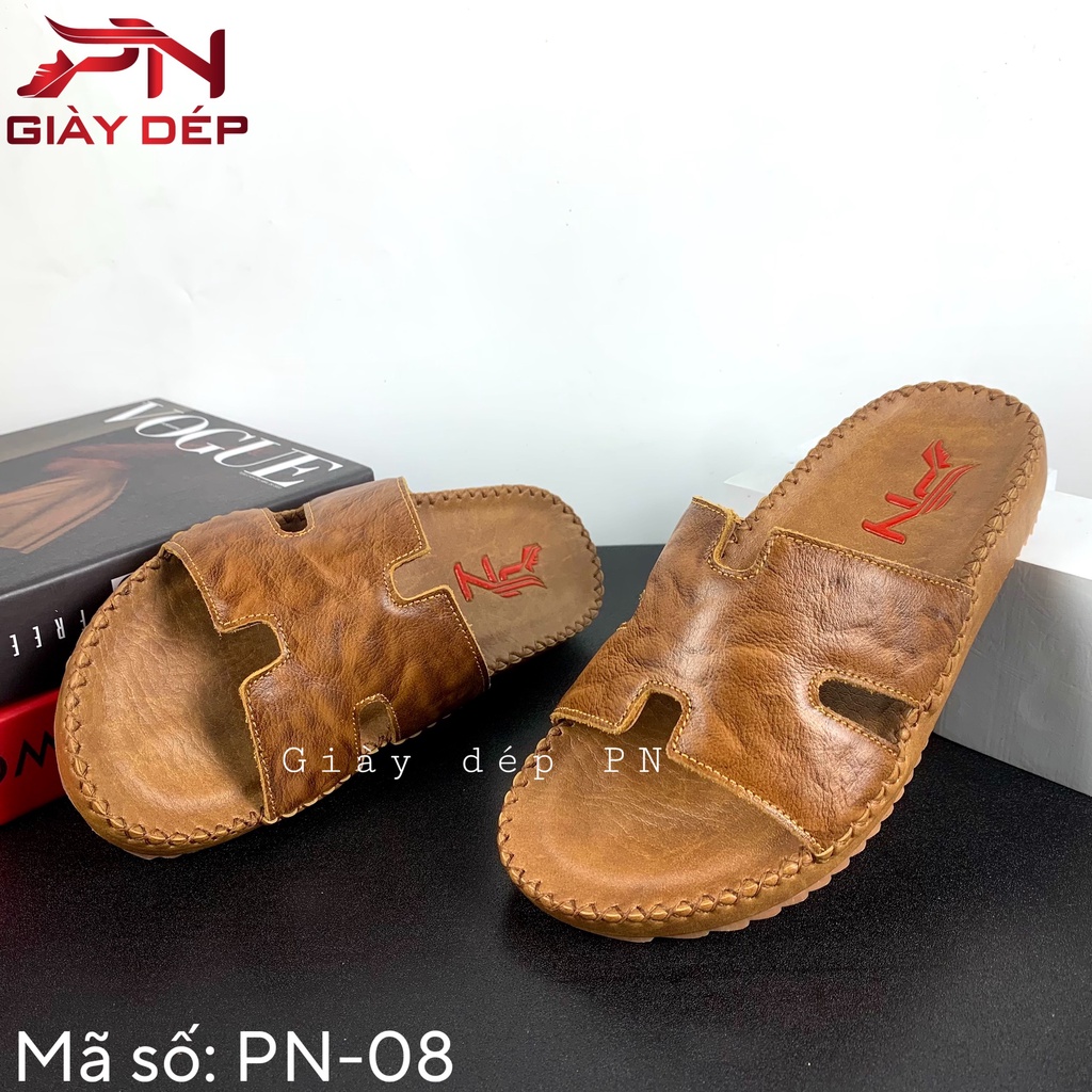 Dép nam  quai ngang - quai chữ H da bò cao cấp
