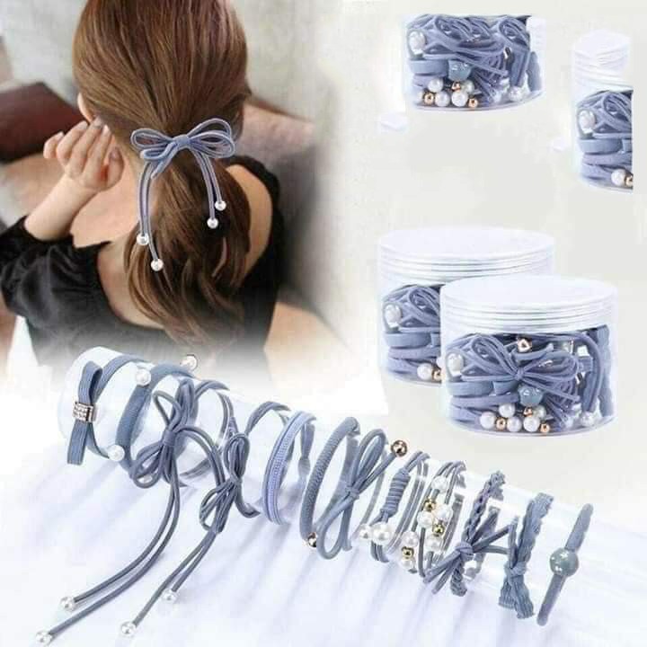 Set 12 dây buộc tóc siêu xinh nhiều kiểu dáng thay đổi theo ngày tặng kèm hộp.